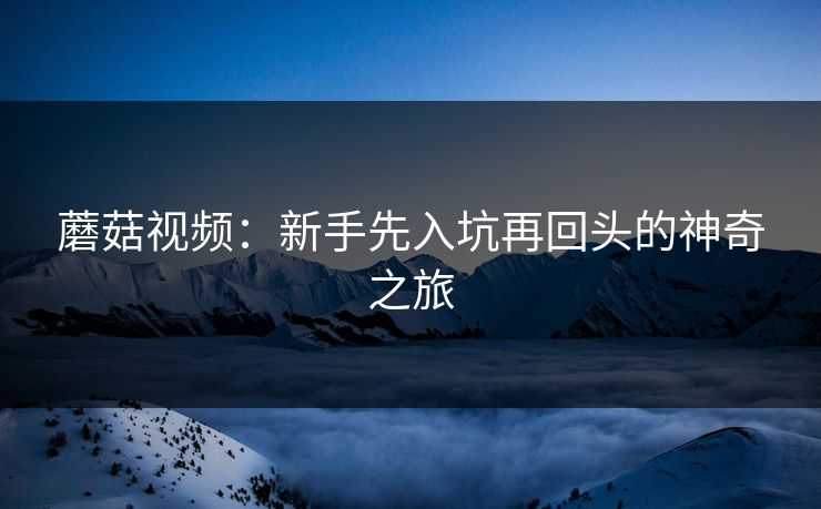 蘑菇视频：新手先入坑再回头的神奇之旅