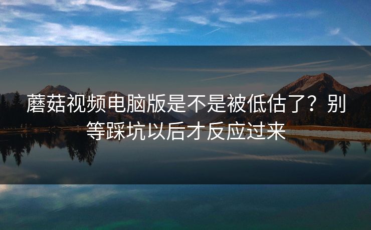 蘑菇视频电脑版是不是被低估了？别等踩坑以后才反应过来