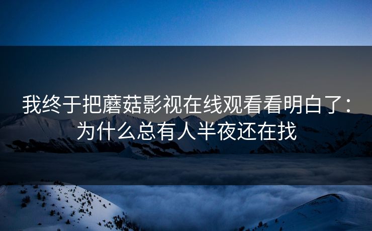 我终于把蘑菇影视在线观看看明白了：为什么总有人半夜还在找