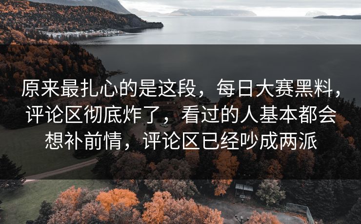 原来最扎心的是这段，每日大赛黑料，评论区彻底炸了，看过的人基本都会想补前情，评论区已经吵成两派