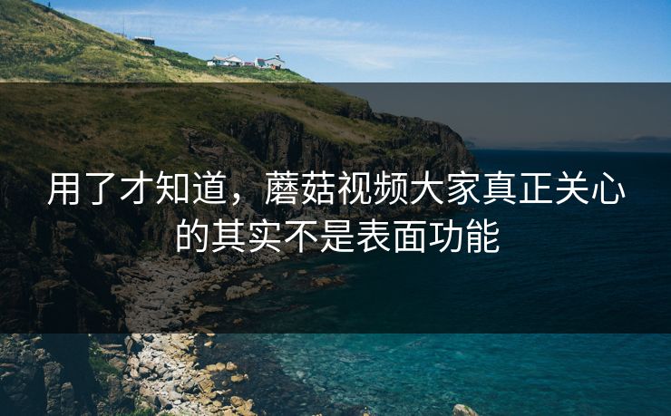 用了才知道，蘑菇视频大家真正关心的其实不是表面功能
