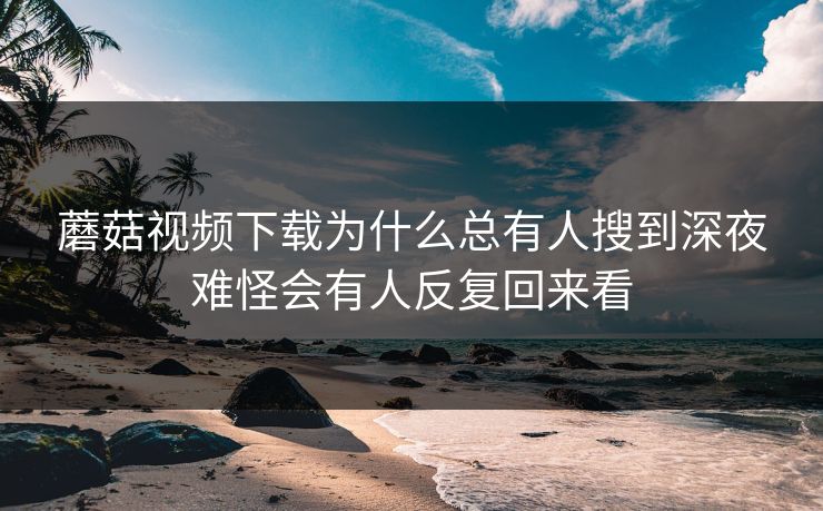 蘑菇视频下载为什么总有人搜到深夜难怪会有人反复回来看