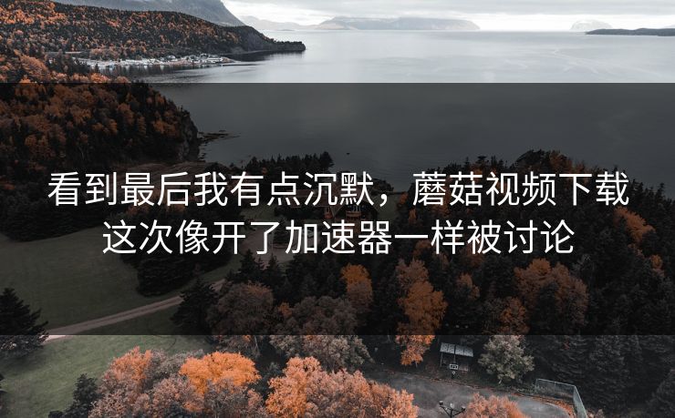 看到最后我有点沉默，蘑菇视频下载这次像开了加速器一样被讨论