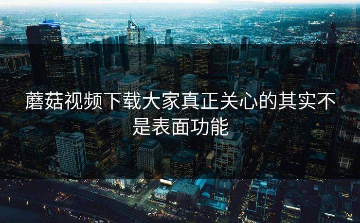 蘑菇视频下载大家真正关心的其实不是表面功能