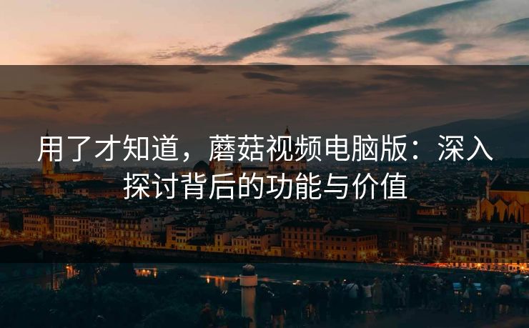 用了才知道，蘑菇视频电脑版：深入探讨背后的功能与价值