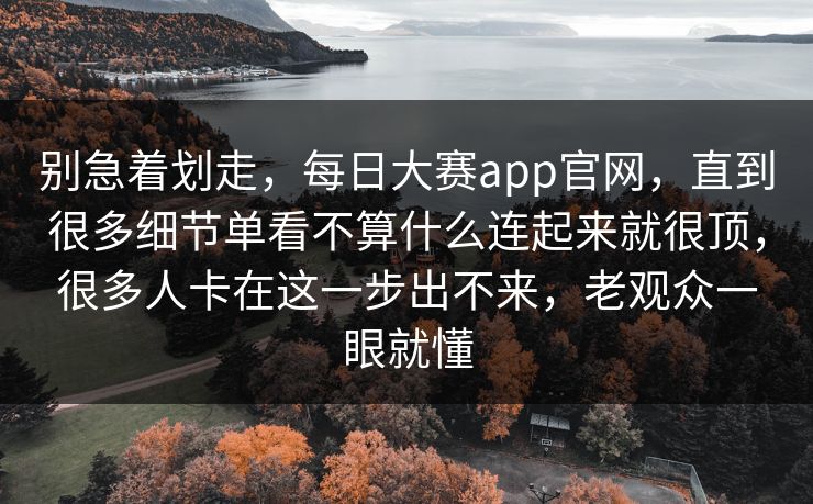 别急着划走，每日大赛app官网，直到很多细节单看不算什么连起来就很顶，很多人卡在这一步出不来，老观众一眼就懂