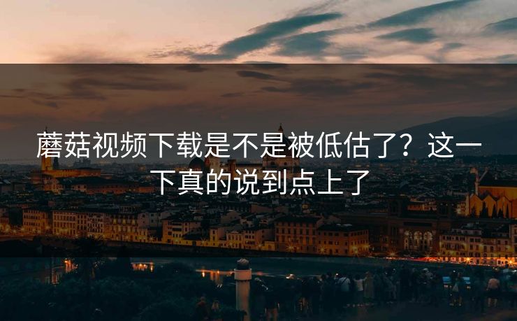 蘑菇视频下载是不是被低估了？这一下真的说到点上了