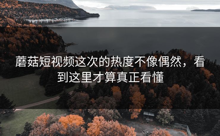 蘑菇短视频这次的热度不像偶然，看到这里才算真正看懂