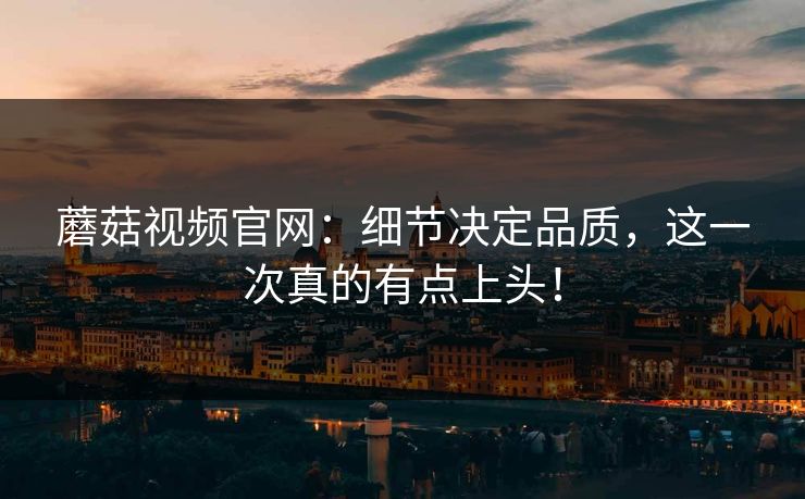蘑菇视频官网：细节决定品质，这一次真的有点上头！