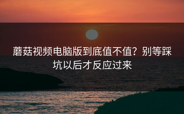 蘑菇视频电脑版到底值不值?别等踩坑以后才反应过来 蘑菇视频电脑版到底值不值?别等踩坑以后才反应过来